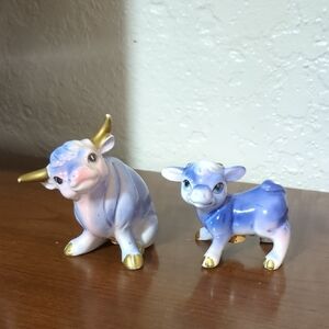 Vintage Japanese Bull And Calf Salt And Pepper Shakers